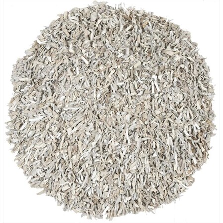 Safavieh 4 ft. Round Shag and Flokati Leather White Hand Knotted Rug LSG511C-4R